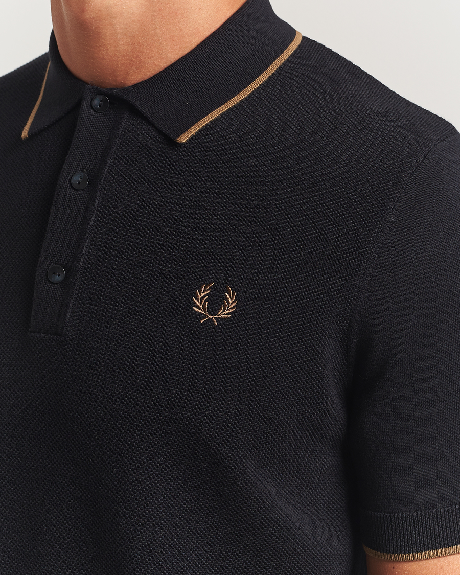 Men | Polo Shirts | Fred Perry | Pique Knitted Tipped Polo Black