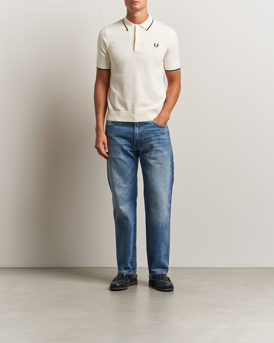 Men | Polo Shirts | Fred Perry | Pique Knitted Tipped Polo Ecru