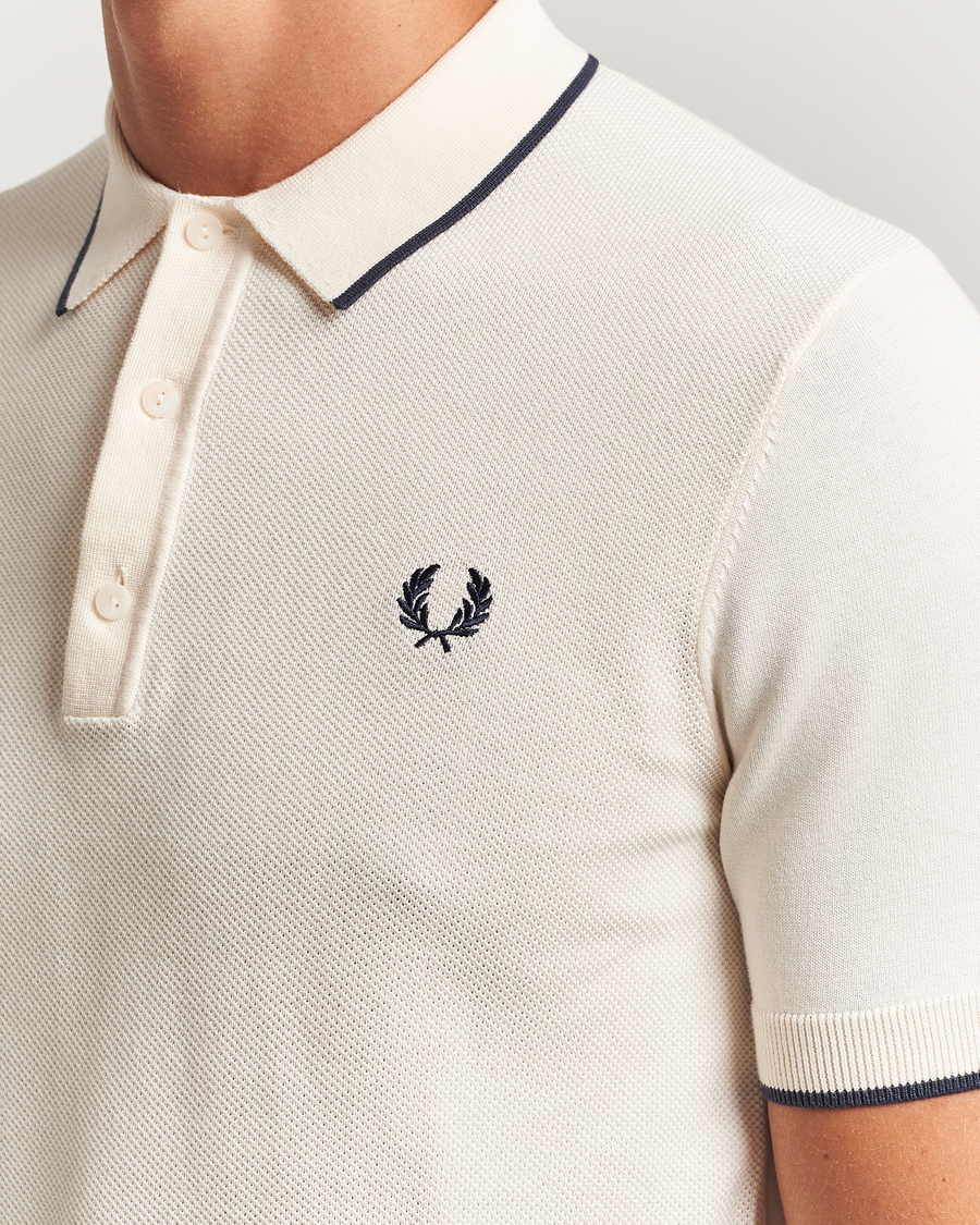 Men | Polo Shirts | Fred Perry | Pique Knitted Tipped Polo Ecru