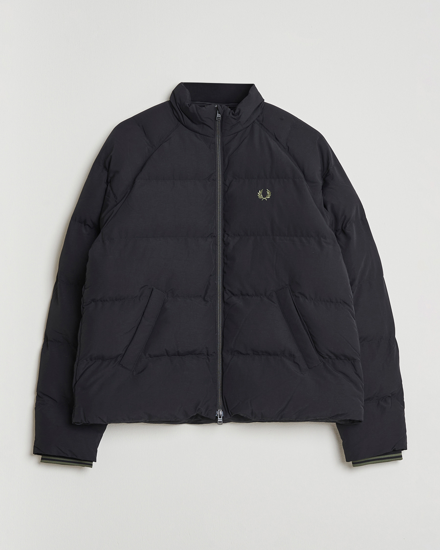 Fred Perry Raglan Padded Down Jacket Black at CareOfCarl.com