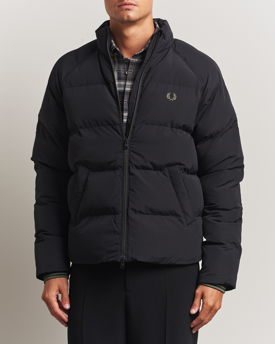 Fred Perry Raglan Padded Down Jacket Black at CareOfCarl.com