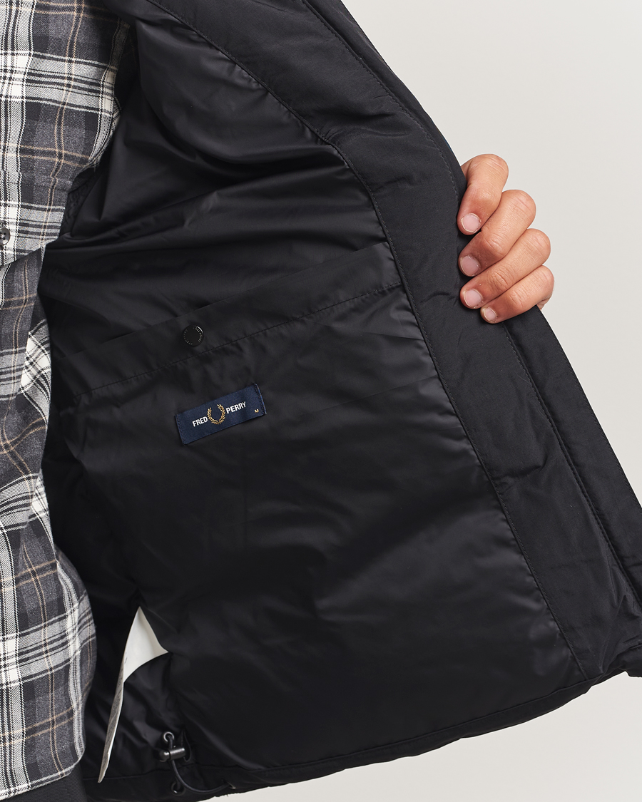 Men | Coats & Jackets | Fred Perry | Raglan Padded Down Jacket Black