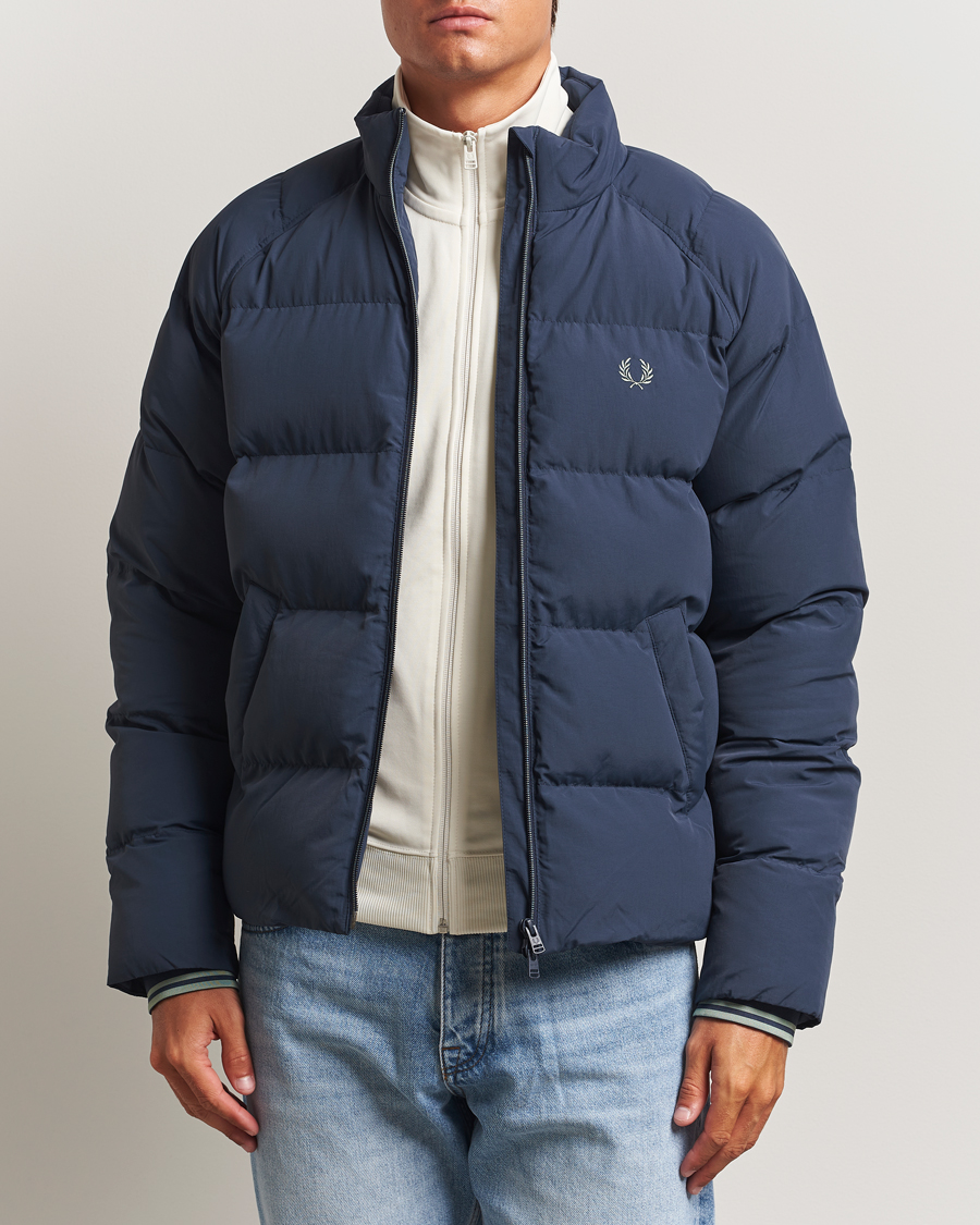 Men | Coats & Jackets | Fred Perry | Raglan Padded Down Jacket Dark Airforce