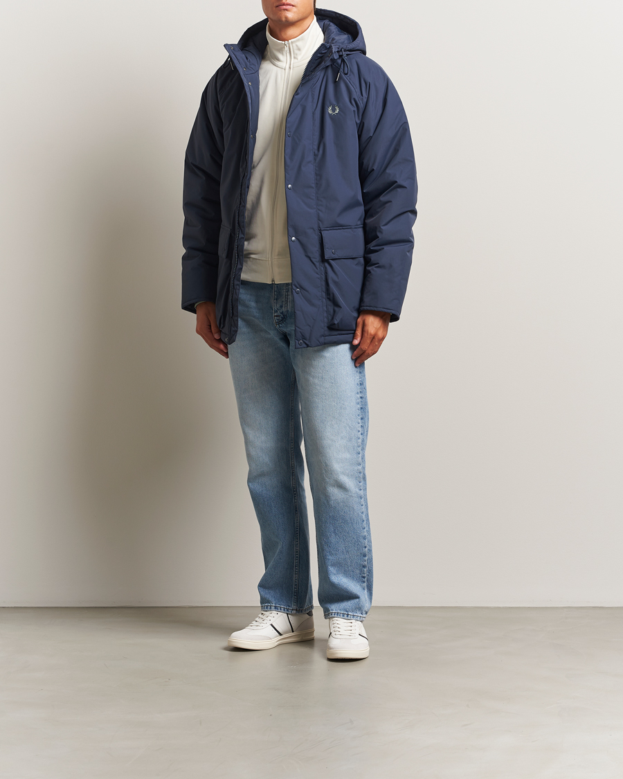 Men | Coats & Jackets | Fred Perry | Stockport Padded Hooded Jacket Dark Airforce