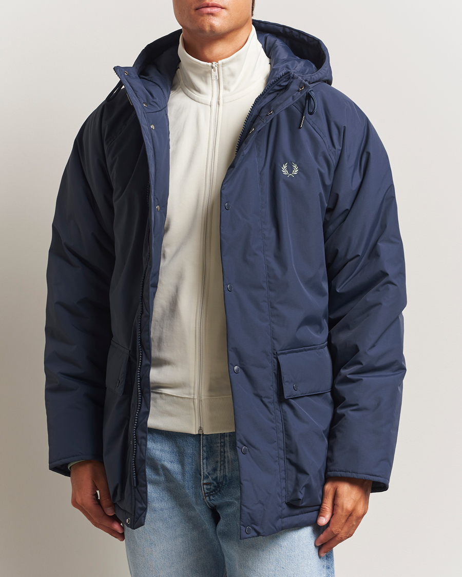 Men | Coats & Jackets | Fred Perry | Stockport Padded Hooded Jacket Dark Airforce