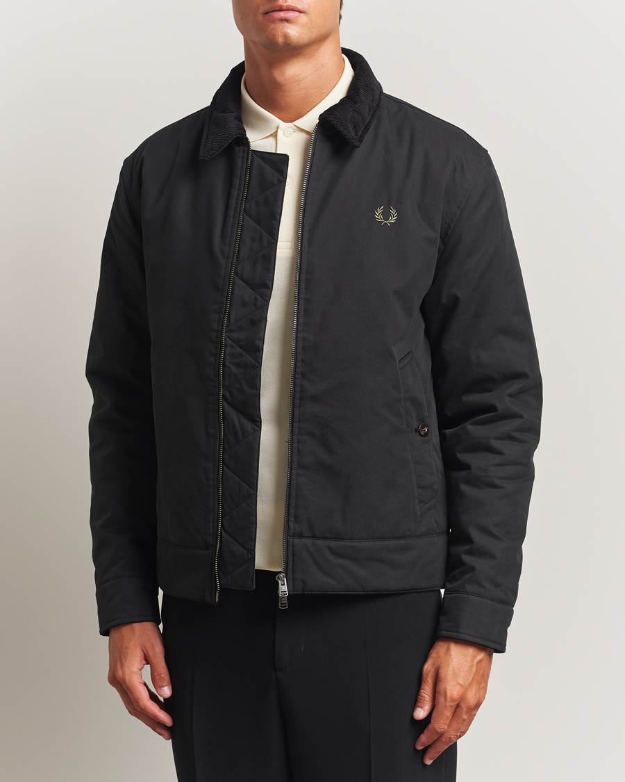 Fred Perry Cotton Light Padded Harrington Jacket Black at