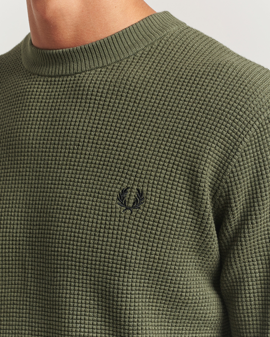 Fred Perry Waffle Stitch Jumper Laurel Green at CareOfCarl.com