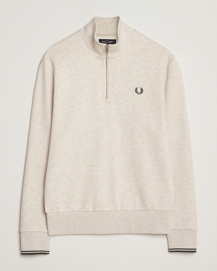 Men | Sweaters & Knitwear | Fred Perry | Half Zip Sweatshirt Porrigde Marl