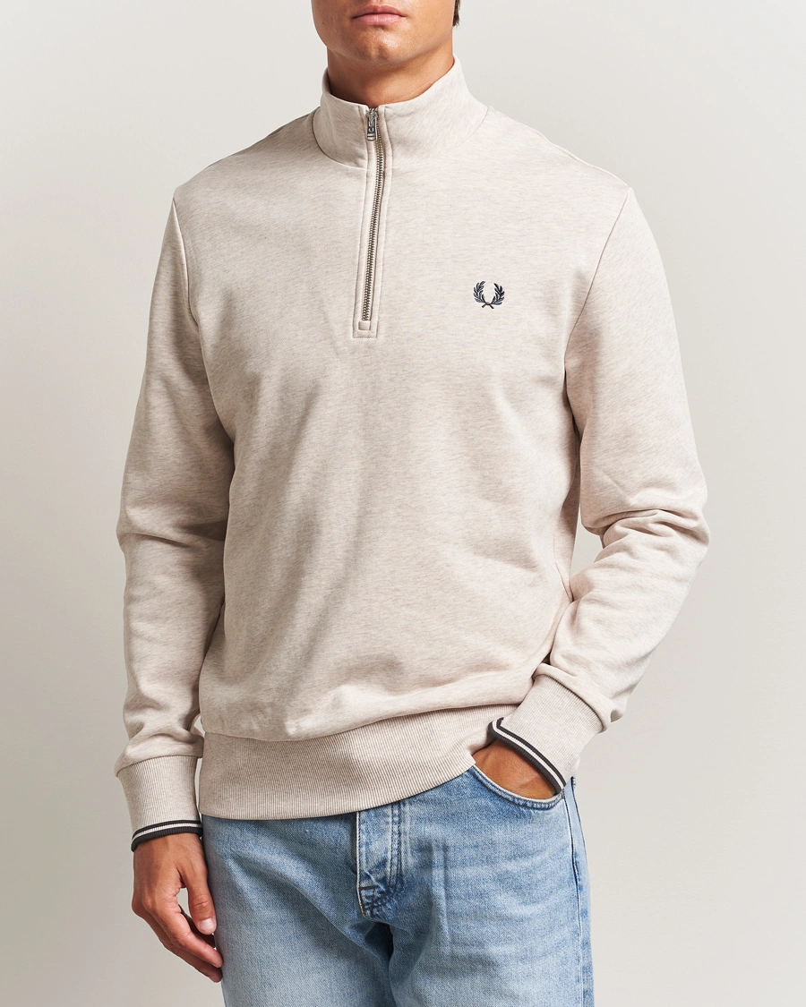 Men | Sweaters & Knitwear | Fred Perry | Half Zip Sweatshirt Porrigde Marl