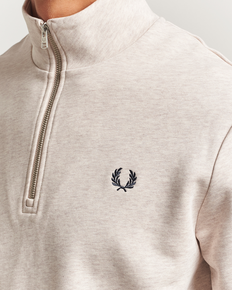 Men | Sweaters & Knitwear | Fred Perry | Half Zip Sweatshirt Porrigde Marl