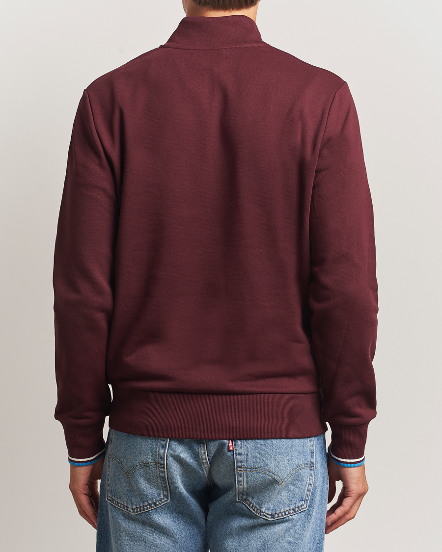 Men | Sweaters & Knitwear | Fred Perry | Half Zip Sweatshirt Oxblood