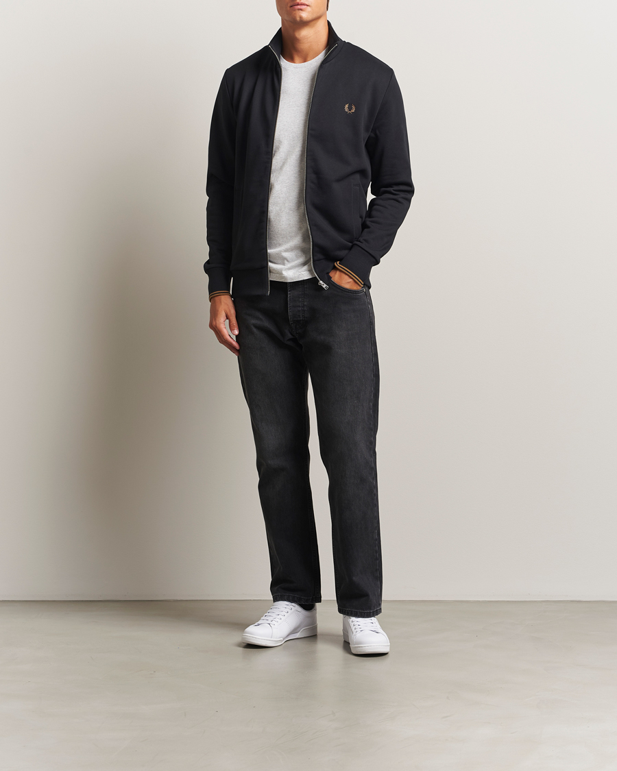 Men | Sweaters & Knitwear | Fred Perry | Full Zip Sweatshirt Black
