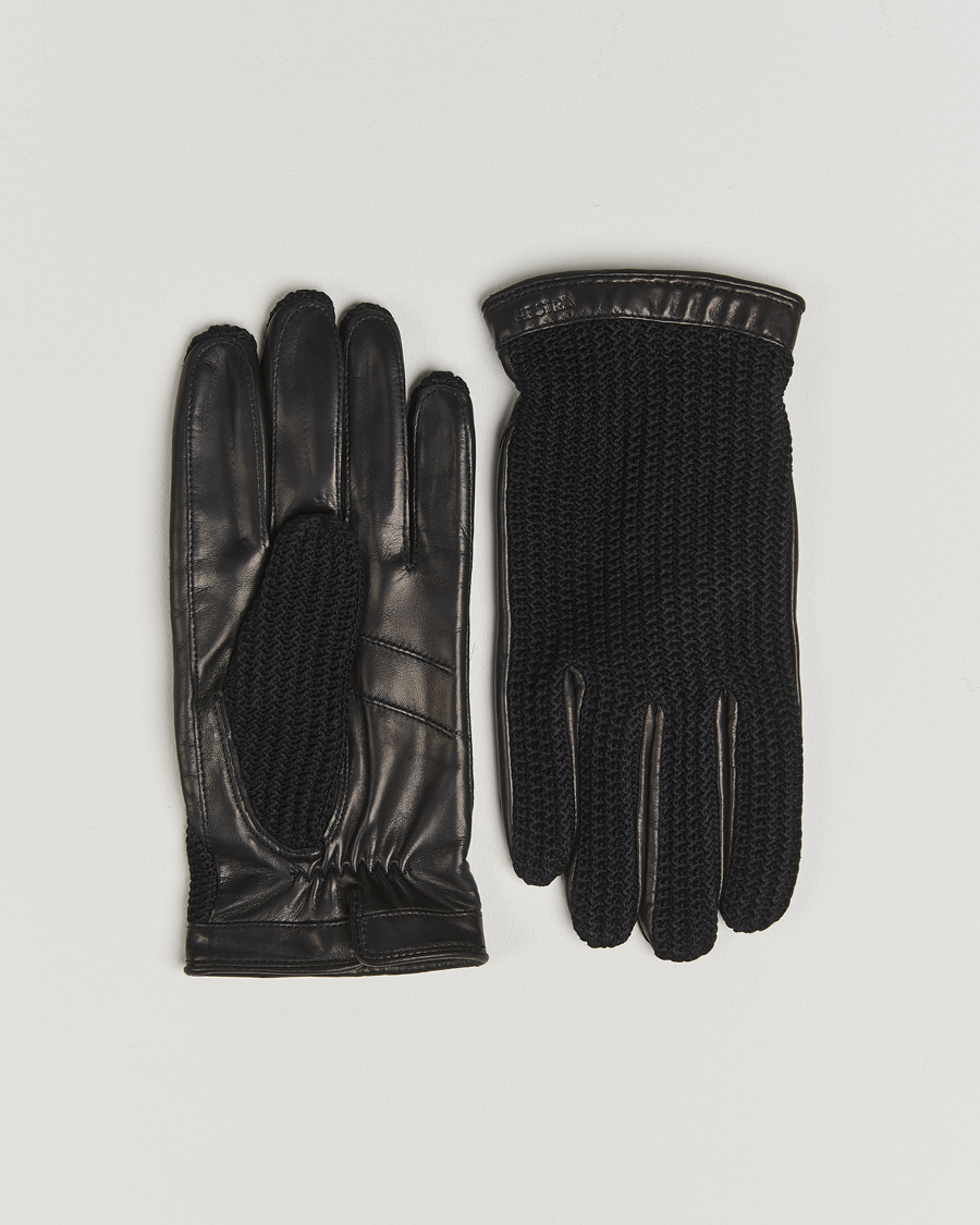 Men | Hestra Adam Crochet Wool Lined Glove Black | Hestra | Adam Crochet Wool Lined Glove Black