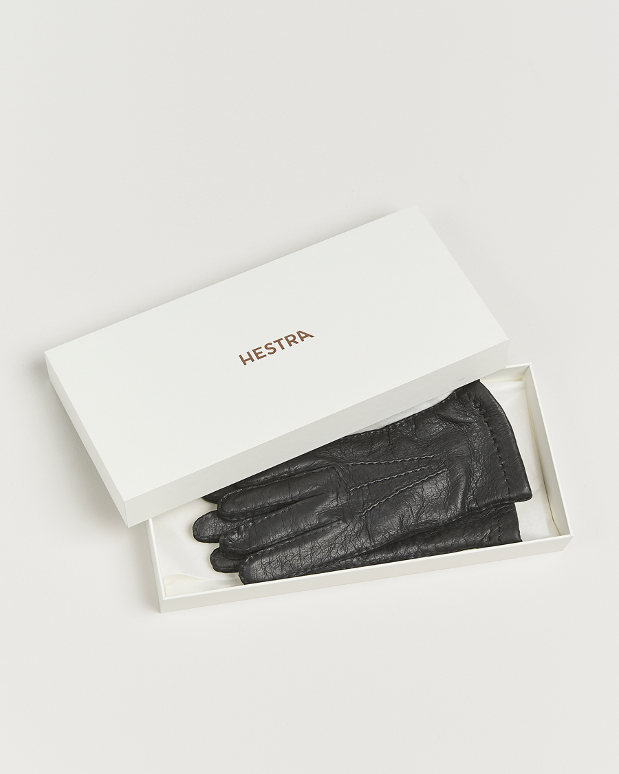 Men | Gloves | Hestra | Peccary Handsewn Cashmere Lined Glove Black
