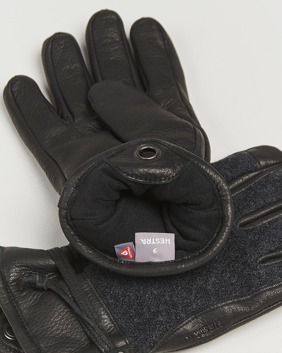 Men | Gloves | Hestra | Daniel Wool/Goat Leather Glove Charcoal/Black