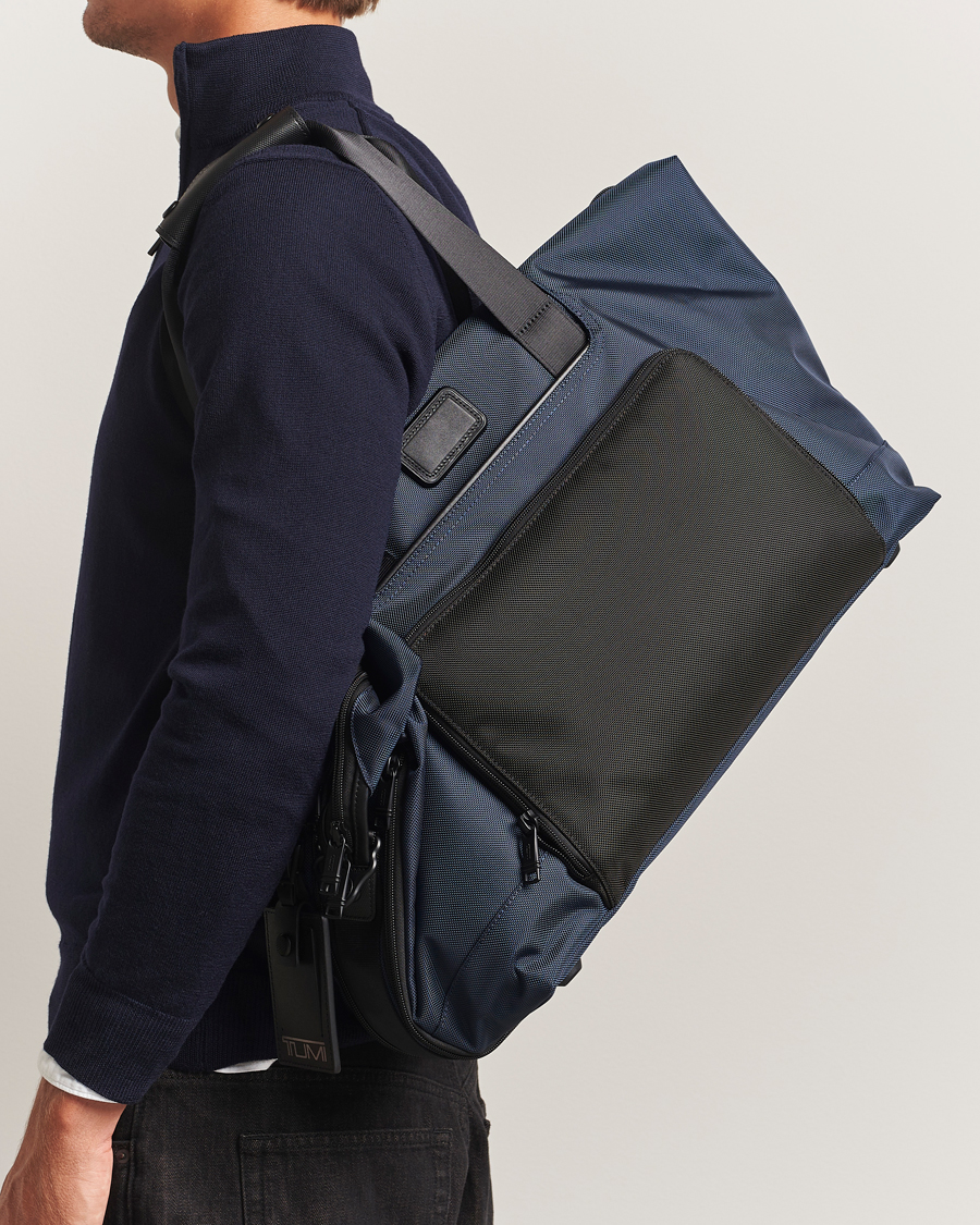 TUMI Alpha 3 Double Expansion Travel Satchel Navy at CareOfCarl.com