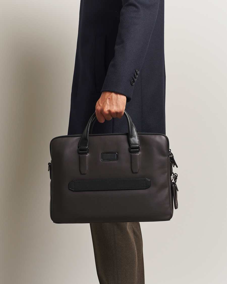 TUMI Harrison Sycamore Slim Brief Espresso Brown at CareOfCarl.com