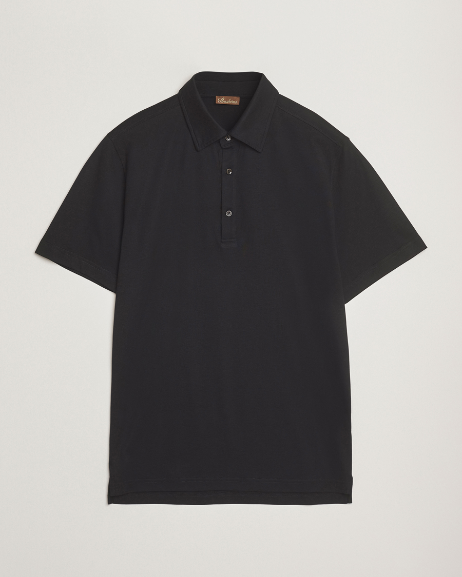 Men | Polo Shirts | Stenströms | Supima Cotton Polo Shirt Black