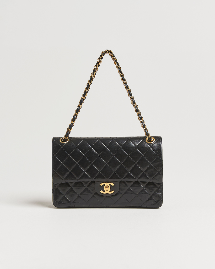 Men | Chanel Pre-Owned Classic Double Flap Medium Lambskin Black | Chanel Pre-Owned | Classic Double Flap Medium Lambskin Black