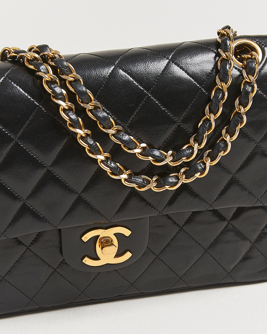 Men | Chanel Pre-Owned Classic Double Flap Medium Lambskin Black | Chanel Pre-Owned | Classic Double Flap Medium Lambskin Black