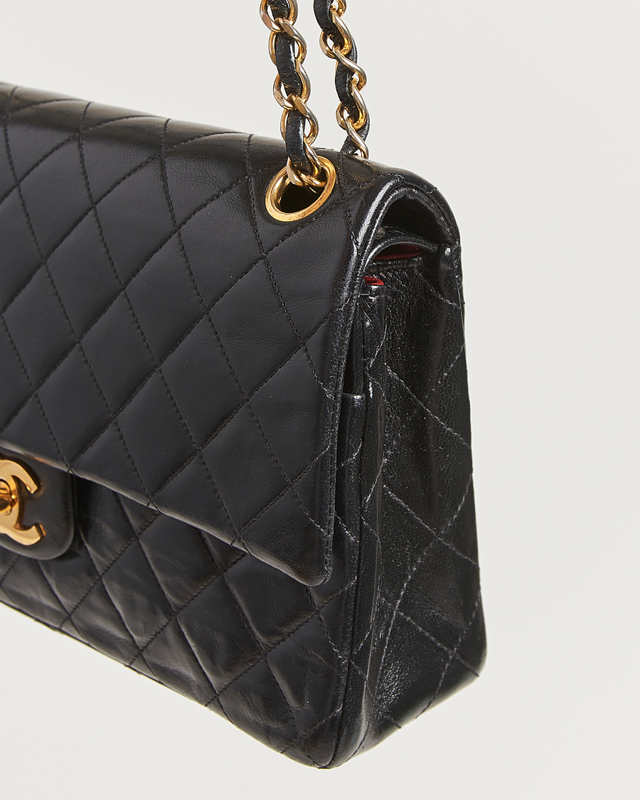 Men | Chanel Pre-Owned Classic Double Flap Medium Lambskin Black | Chanel Pre-Owned | Classic Double Flap Medium Lambskin Black