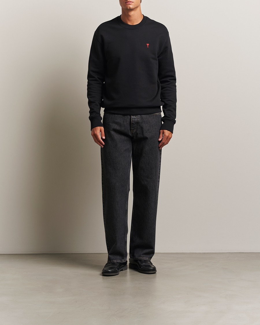 Men | Sweaters & Knitwear | AMI | Heart Logo Sweatshirt Black