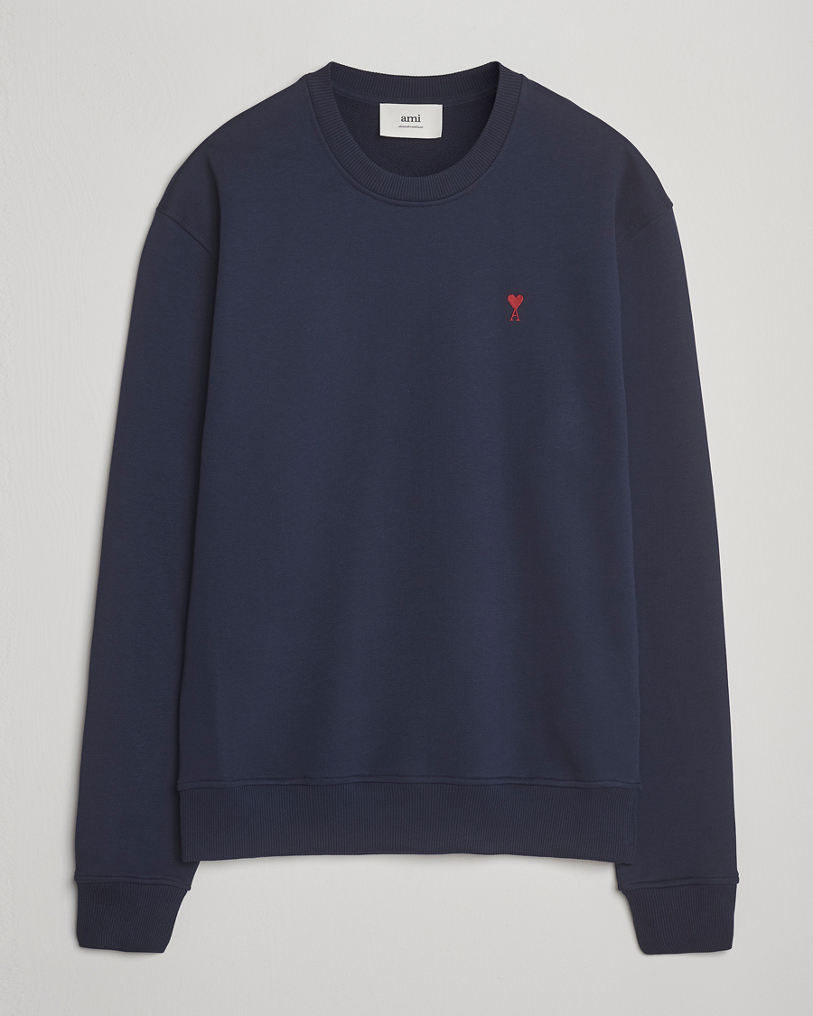Men | Sweaters & Knitwear | AMI | Heart Logo Sweatshirt Night Blue
