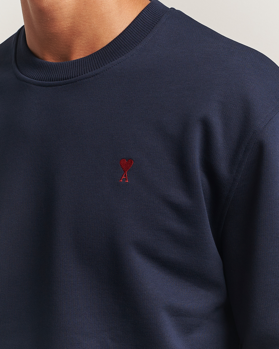 Men | Sweaters & Knitwear | AMI | Heart Logo Sweatshirt Night Blue