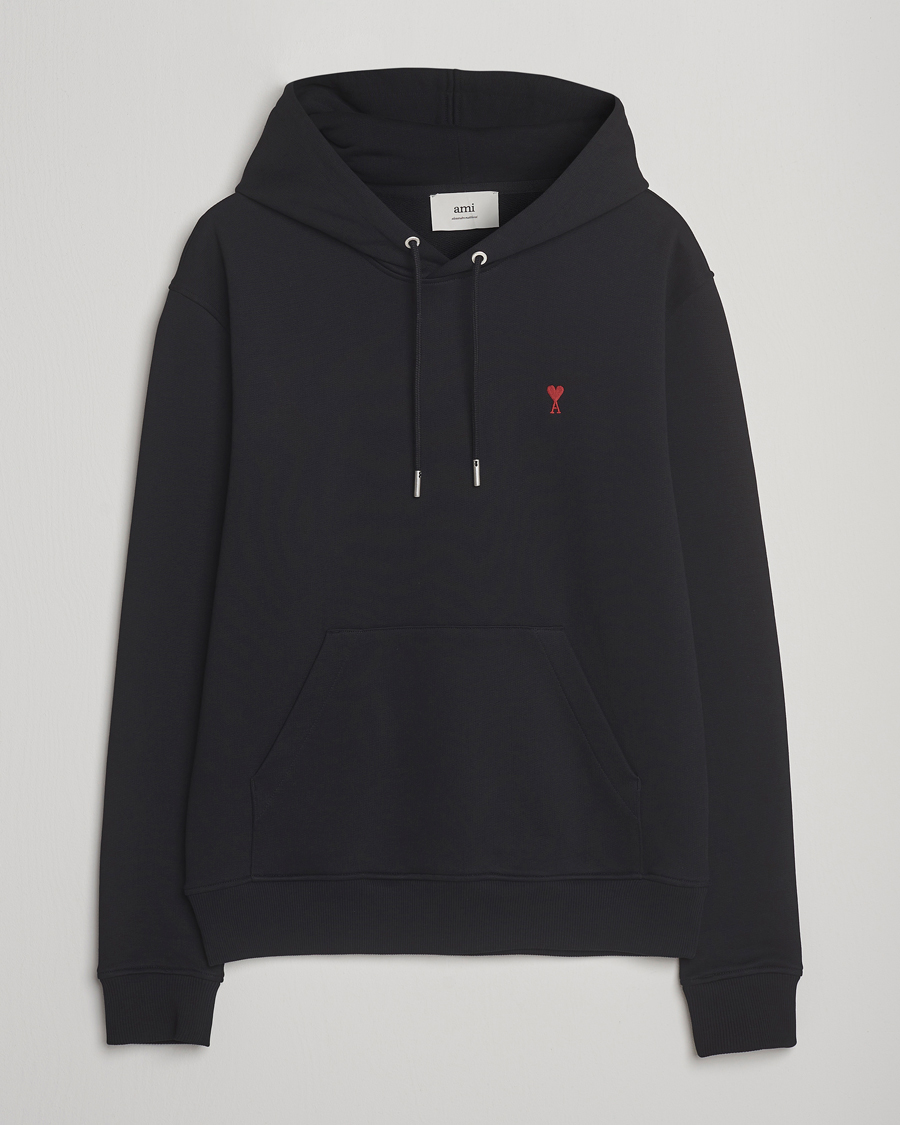 Men | Sweaters & Knitwear | AMI | Heart Logo Hoodie Black
