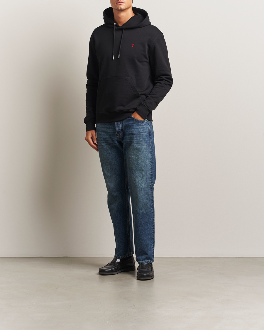 Men | Sweaters & Knitwear | AMI | Heart Logo Hoodie Black