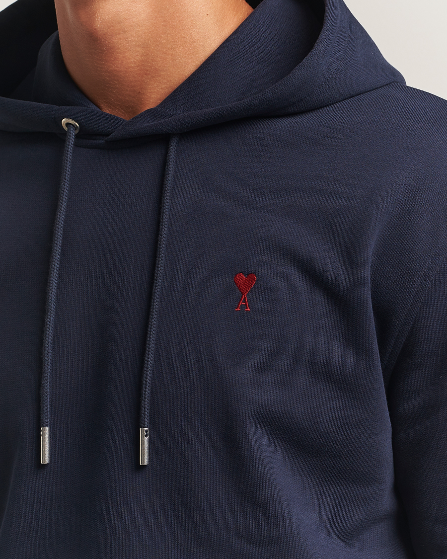 Men | Sweaters & Knitwear | AMI | Heart Logo Hoodie Night Blue