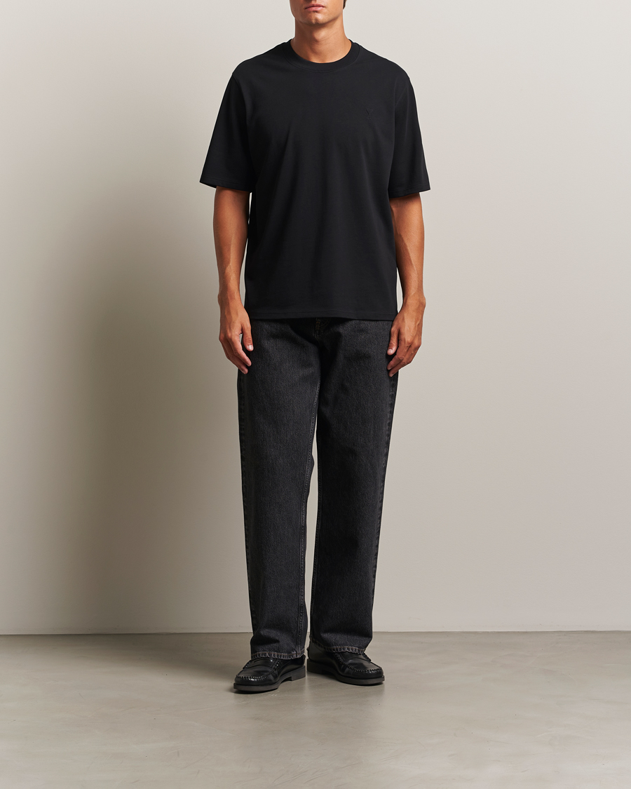 Men | T-Shirts | AMI | Tonal Heart Logo T-Shirt Black