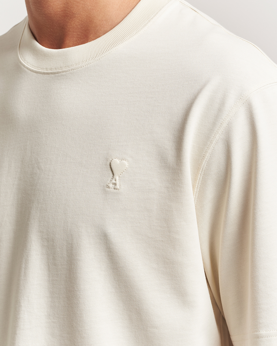 AMI Tonal Heart Logo T-Shirt Ivory at CareOfCarl.com