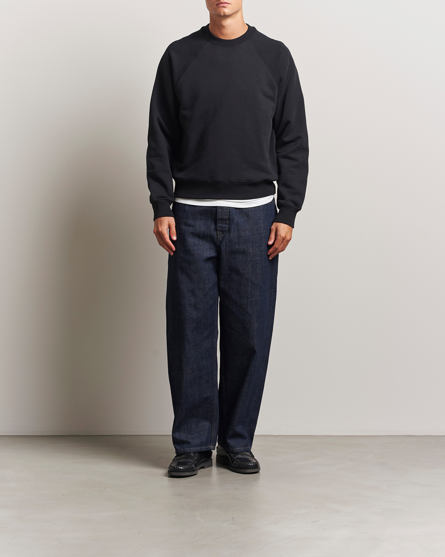 Men | Sweaters & Knitwear | AMI | Tonal Heart Logo Sweatshirt Black