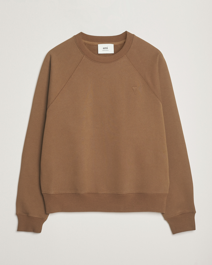 Men | Sweaters & Knitwear | AMI | Tonal Heart Logo Sweatshirt Noisette