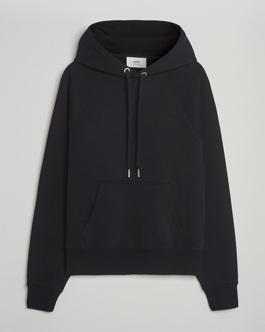 Men | Sweaters & Knitwear | AMI | Tonal Heart Logo Hoodie Black