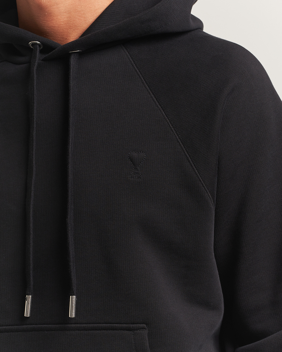 Men | Sweaters & Knitwear | AMI | Tonal Heart Logo Hoodie Black