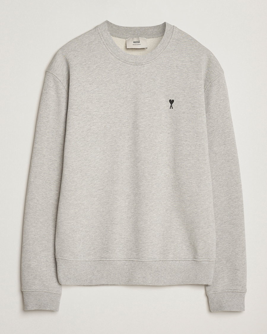 Men | Sweaters & Knitwear | AMI | Black Heart Logo Sweatshirt Grey Heather