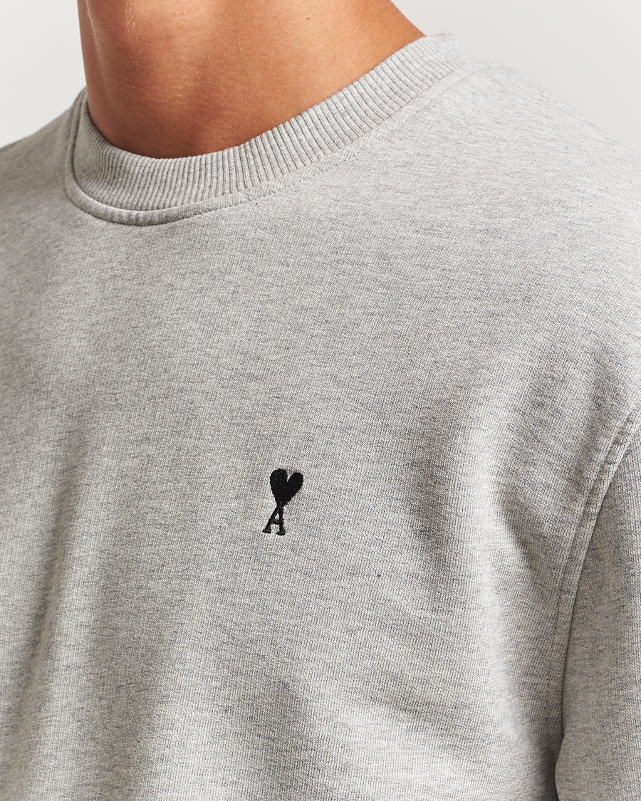 Men | Sweaters & Knitwear | AMI | Black Heart Logo Sweatshirt Grey Heather