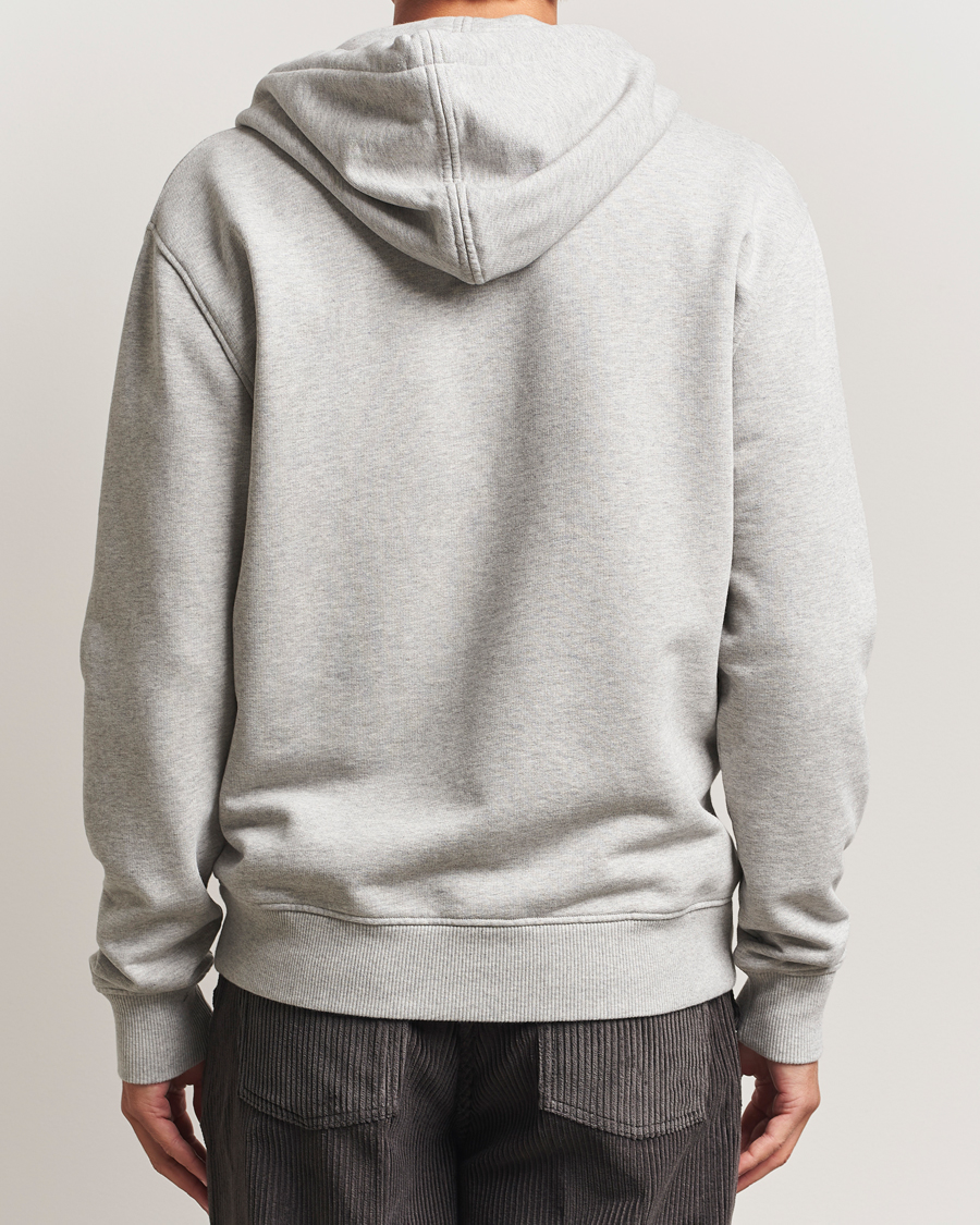 Men | Sweaters & Knitwear | AMI | Black Heart Logo Full Zip Hoodie Grey Heather