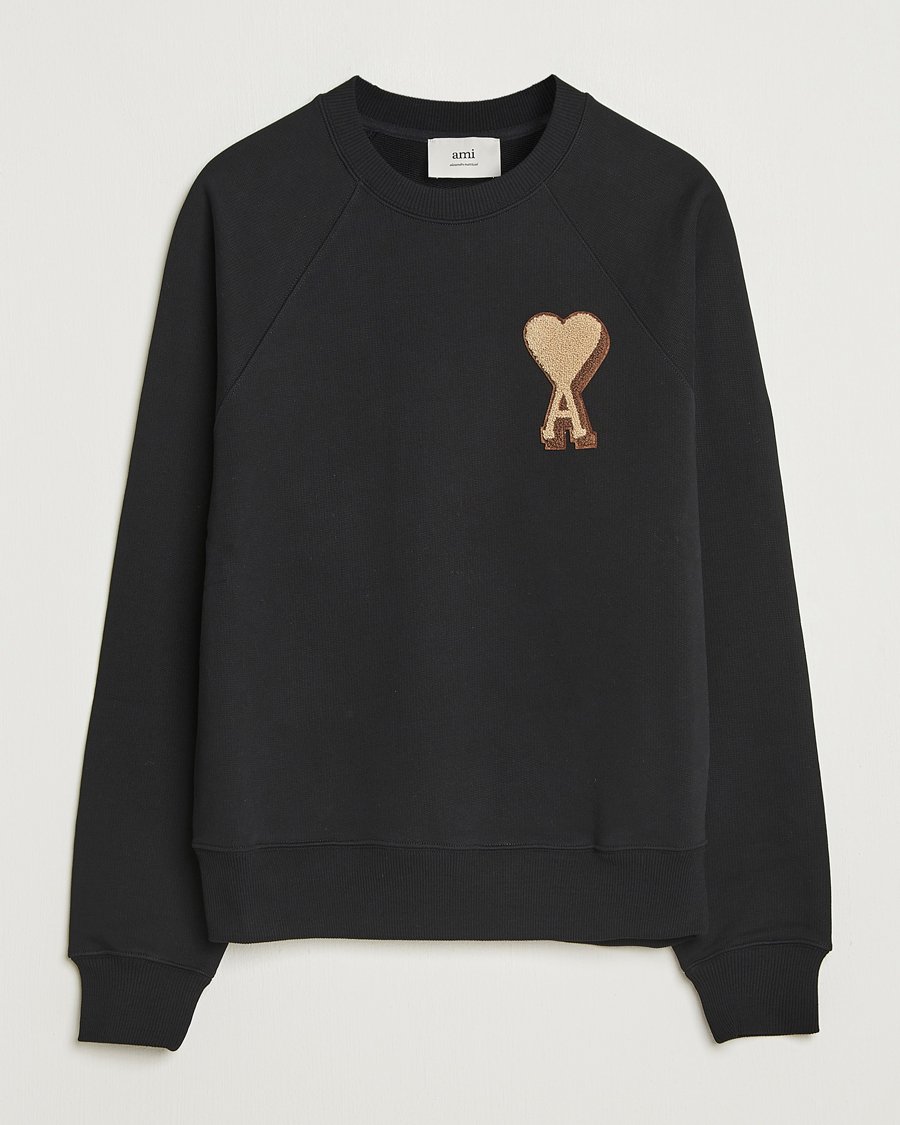AMI Patch Heart Sweatshirt Black at CareOfCarl.com