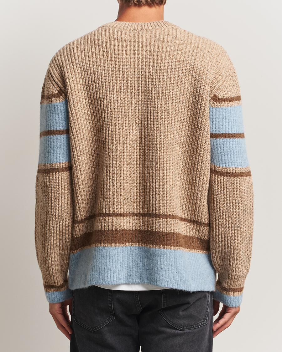 Men | Sweaters & Knitwear | AMI | Ribbed Wool Knitted V-Neck Camel