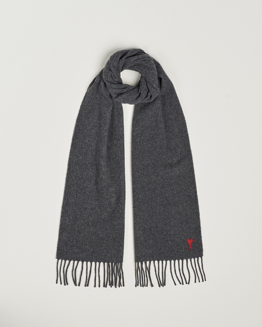 Men | Scarves | AMI | Heart Logo Scarf Dark Grey