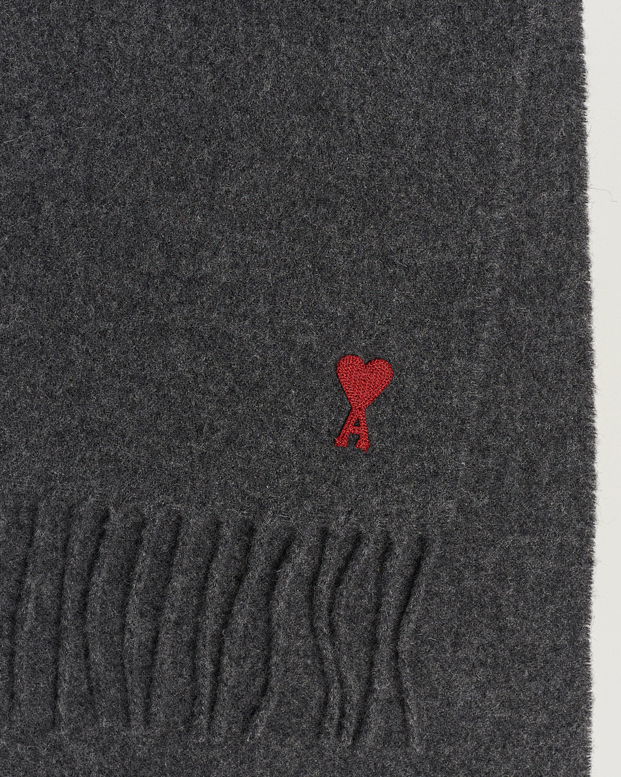 Men | Scarves | AMI | Heart Logo Scarf Dark Grey