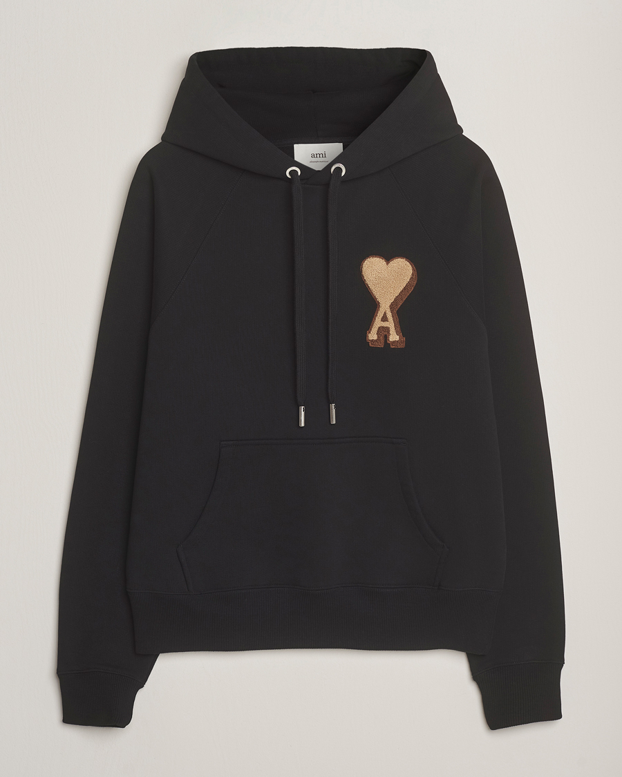 Men | Sweaters & Knitwear | AMI | Patch Heart Hoodie Black