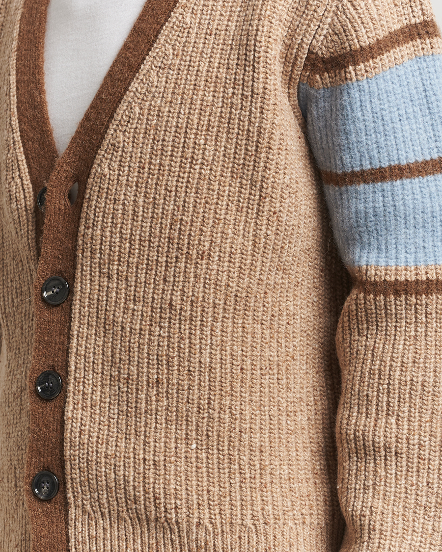 Men | Sweaters & Knitwear | AMI | Ribbed Wool Knitted Cardigan Camel