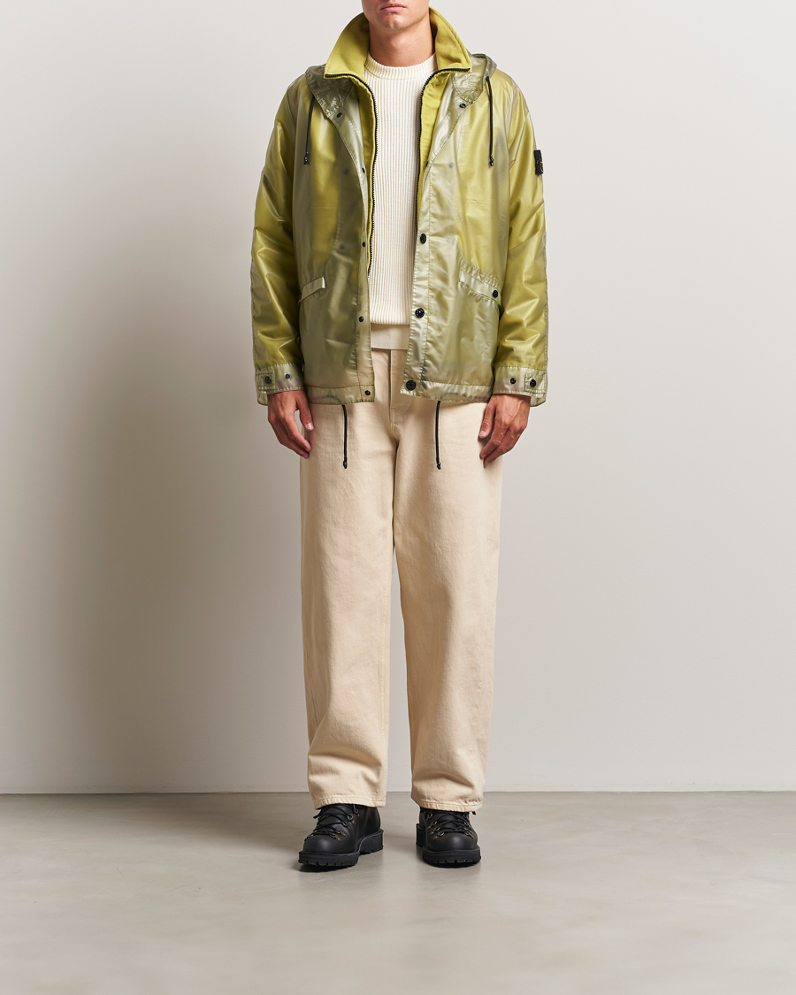Stone Island Translusent Cover Moleskin Short Parka Green at Stone Island Translusent Cover Moleskin Short Parka Green at