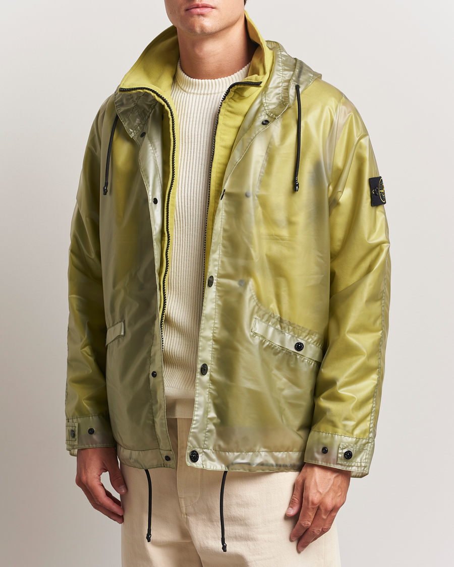 Stone Island Translusent Cover Moleskin Short Parka Green at