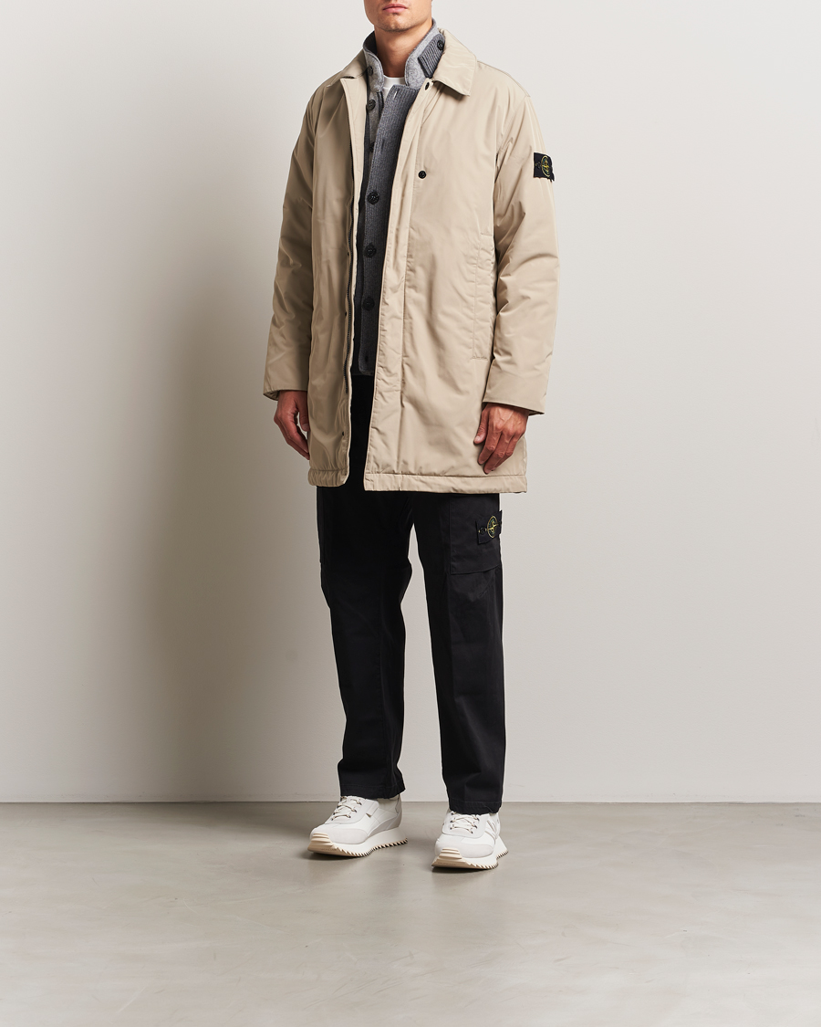 Stone Island Micro Twill Primaloft Padded Coat Beige at CareOfCarl.com