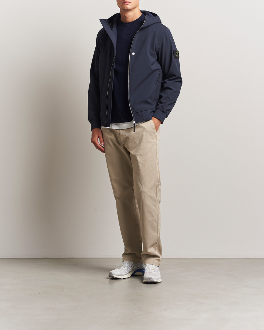 Stone Island Soft Shell Re-Dyed Lined Hood Jacket Navy at